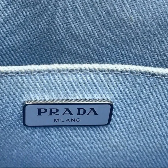 Prada Milano CELESTE BIAN SKY BLUE DRILL Blue & White Women's Bag crossbody bag - Picture 14 of 15